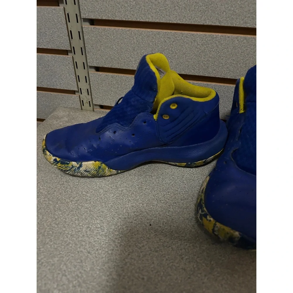 Under Armour Youth 6Y Basketball Shoes Royal Blue Yellow Marbled‎ No Laces